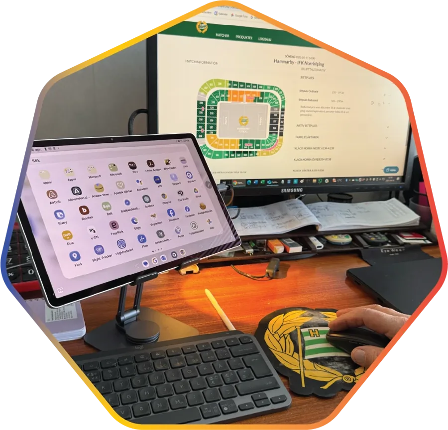 iPad och MacBook på ett skrivbord, konfigurerade av oss – Apple-support för Mac, iPad och iPhone, Business IT Support
