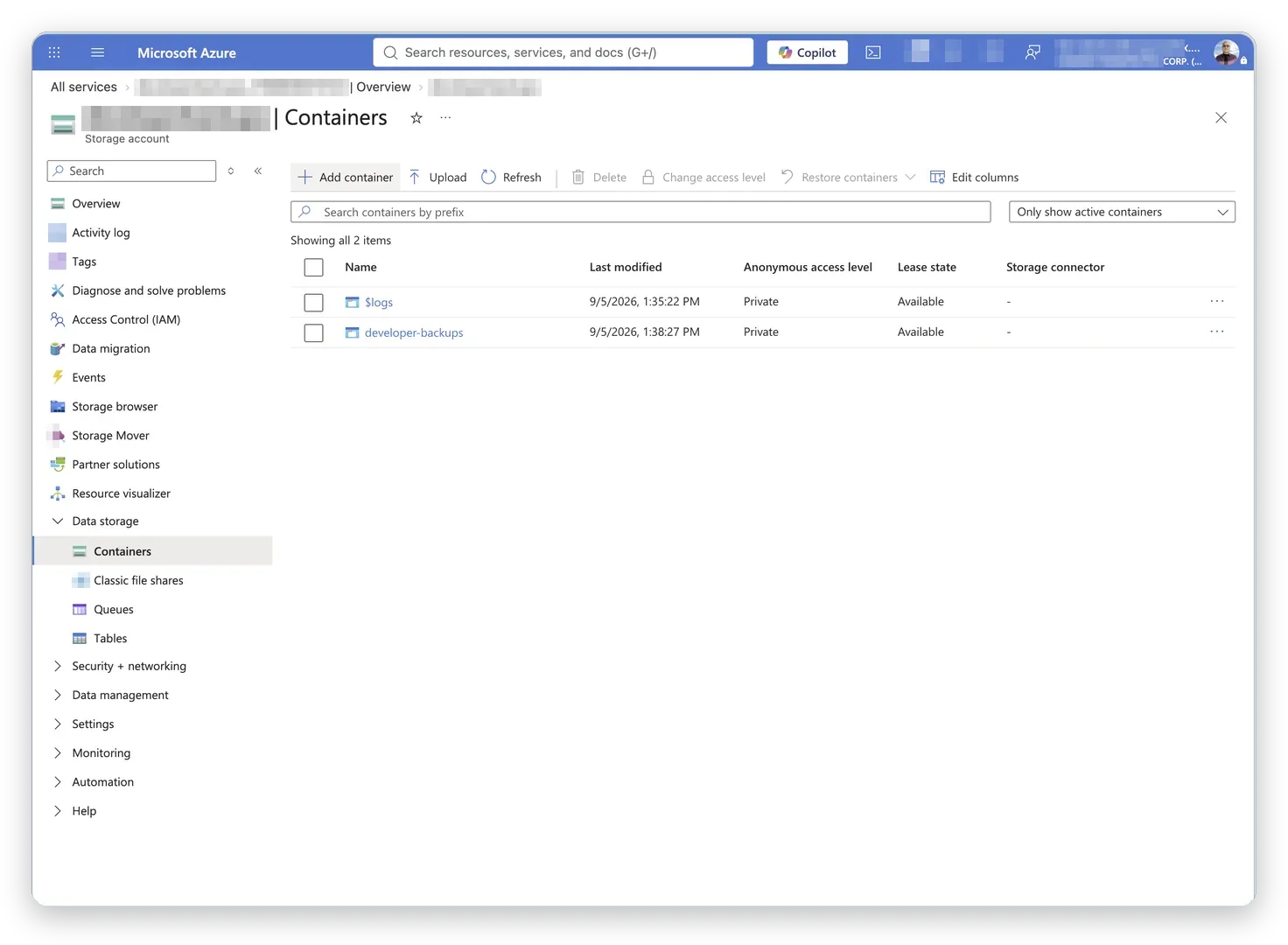 Containrar i Azure Blob Storage – backup till Azure Blob Storage, Business IT Support