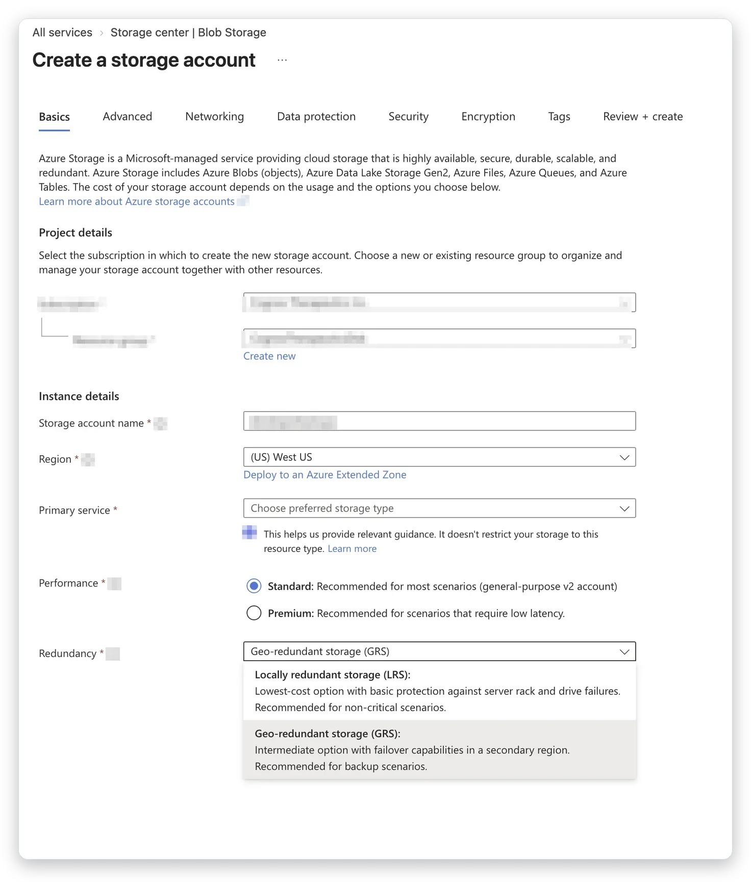Skapa lagringskonto i Azure, fliken Nätverk – backup till Azure Blob Storage, Business IT Support