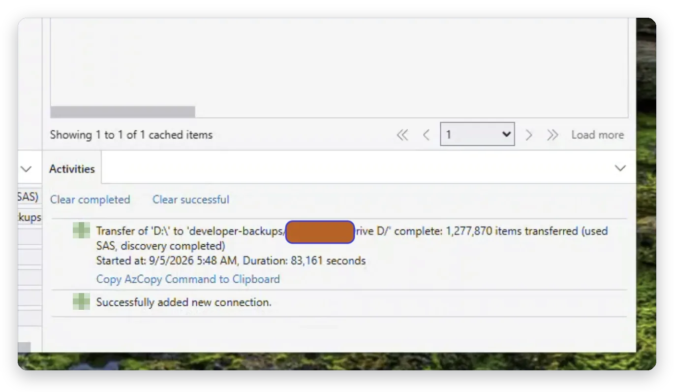 Färdig filöverföring i Azure Storage Explorer – Azure Storage Explorer och AzCopy, Business IT Support