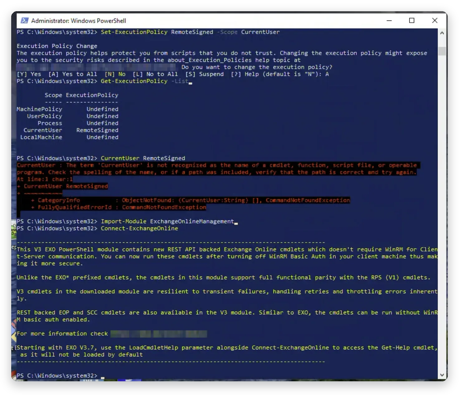 Körpolicy för PowerShell vid Exchange Online-administration – Exchange Online och PowerShell, Business IT Support