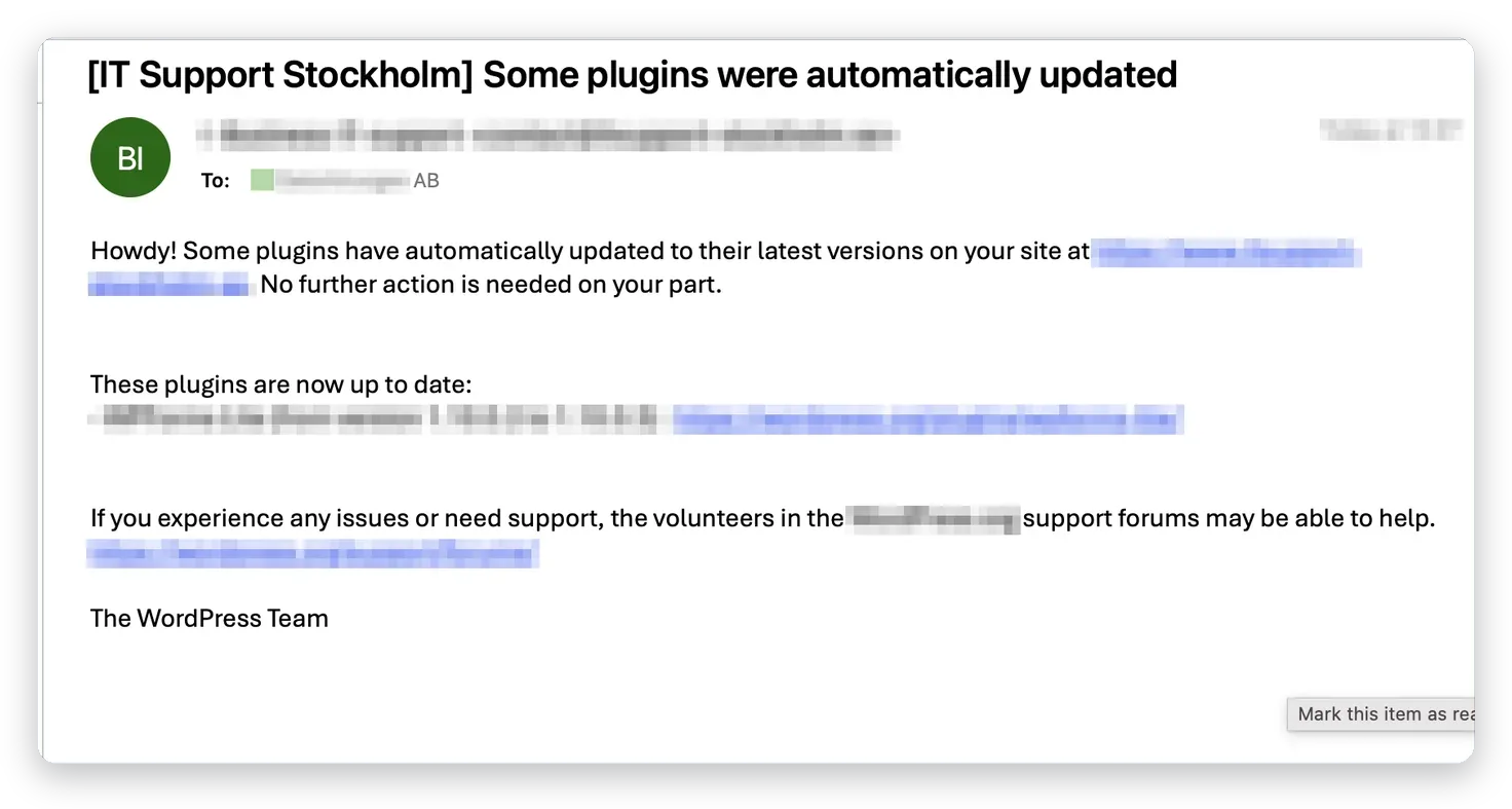 Automatisk uppdatering av plugin i WordPress – härdning av WordPress mot intrång, Business IT Support
