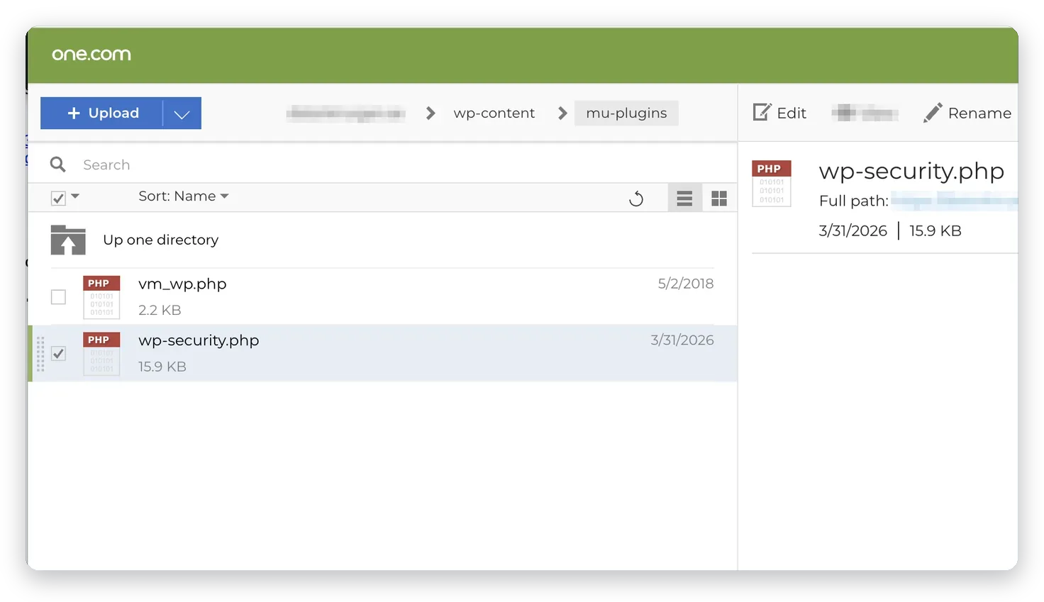 Misstänkt fil i mappen mu-plugins – hackad WordPress-sajt, Business IT Support